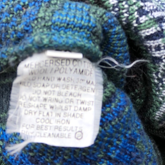 Coogi Green Blue Black Print Knit Pullover Sweater - Picture 5 of 5